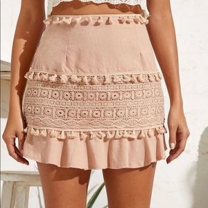 Contrast Lace Tassel Trim Skirt